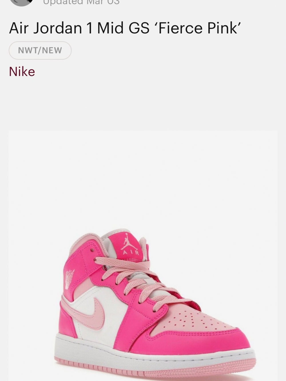 Jordan Youth Fierce Pink Two-Tone Lace-Up Sneakers
